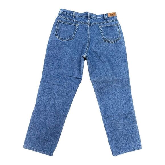 LL Bean High Waisted Flannel Lined Warmed Blue Jeans 36x29 Warm Weather Work Pan - Picture 4 of 7